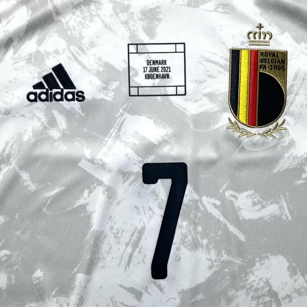 Belgium Euro 2020 Away Shirt With De Bruyne #7 (vs Denmark 17 June 2021) (Size S) - Image 3