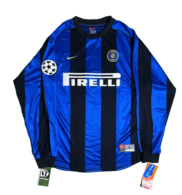 [Long Sleeve] Inter Milan 2004/05 Home Shirt - Ronaldo #9 (UEFA CL Full Set) (Size L) - Image 2