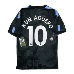Sergio Aguero 10 name set on grey Manchester City 2017-18 third jersey