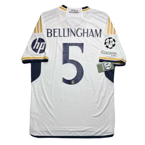 [Player Edition] Real Madrid 2023/24 Home Shirt - Bellingham #5 (UEFA CL Full Set) (Size L US)