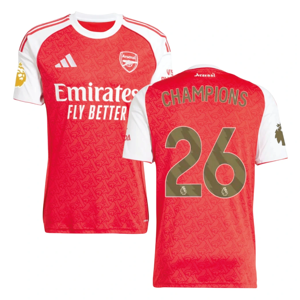 Arsenal 2025/26 Champions 26 Home Shirt Both View