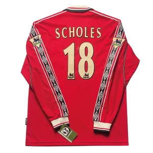 [Long Sleeve] Manchester United 1998/99 Home Shirt - Scholes #18 Back View